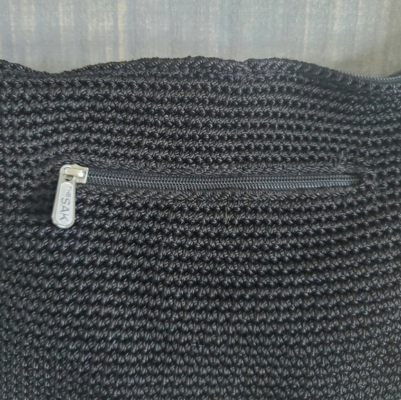 The Sak Black Crochet Boho Hobo Shoulder Hand Bag Purse - Picture 4 of 13